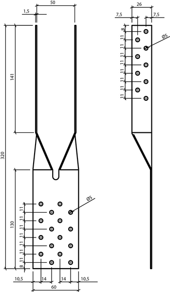 Haarukkalevy Paslode 50x320x1,5mm 210840