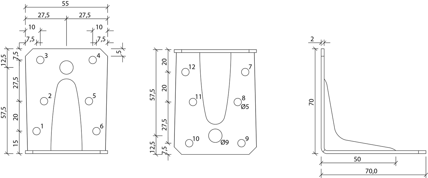 Kulmalevy Paslode vahvistettu 70x70x2x55mm V7 210911