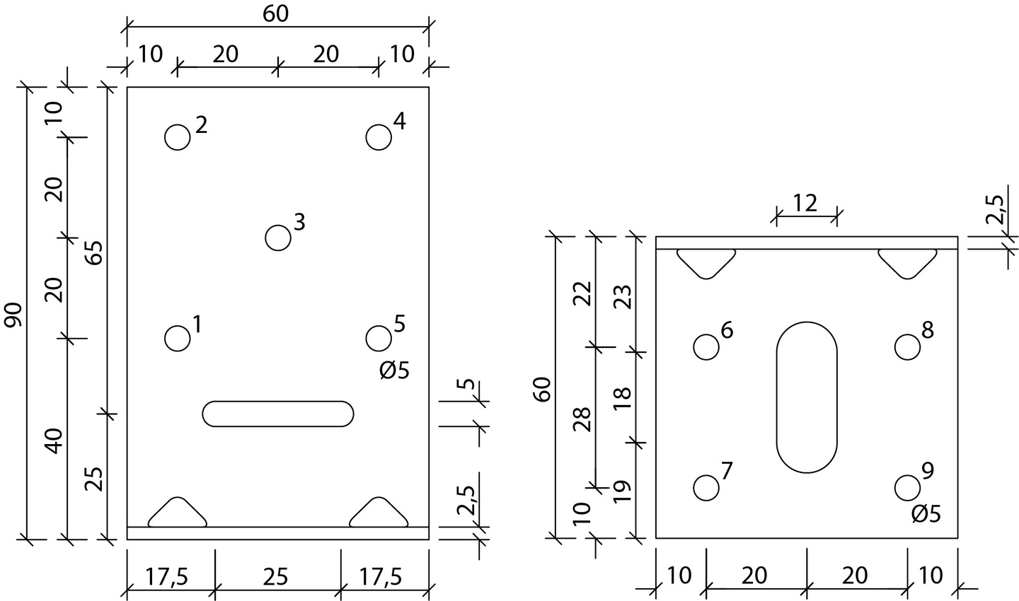 Kulmalevy Paslode vahvistettu 90x60x2,5x60 pitkä P2-12 211386