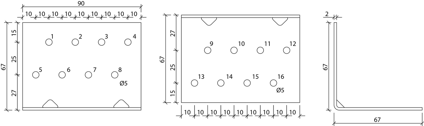 Kulmalevy Paslode 67x67x2x90mm vahvistettu V11 211059
