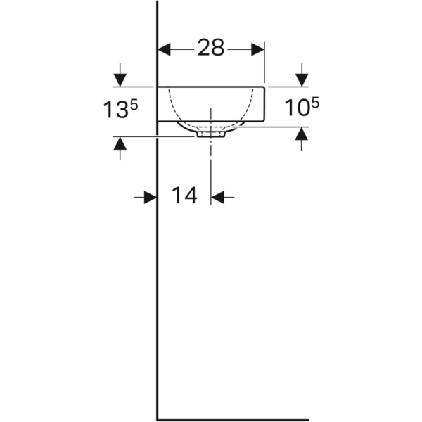Pesuallas Geberit iCon L38 S28cm hanareikä oikea