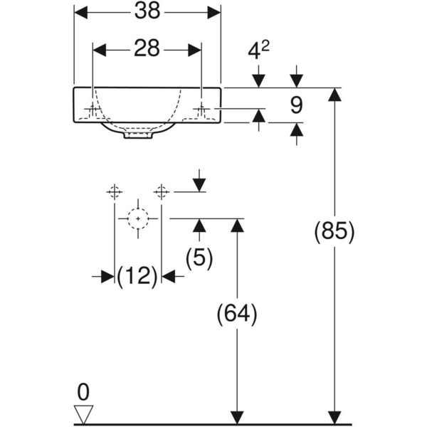 Pesuallas Geberit iCon L38 S28cm hanareikä oikea
