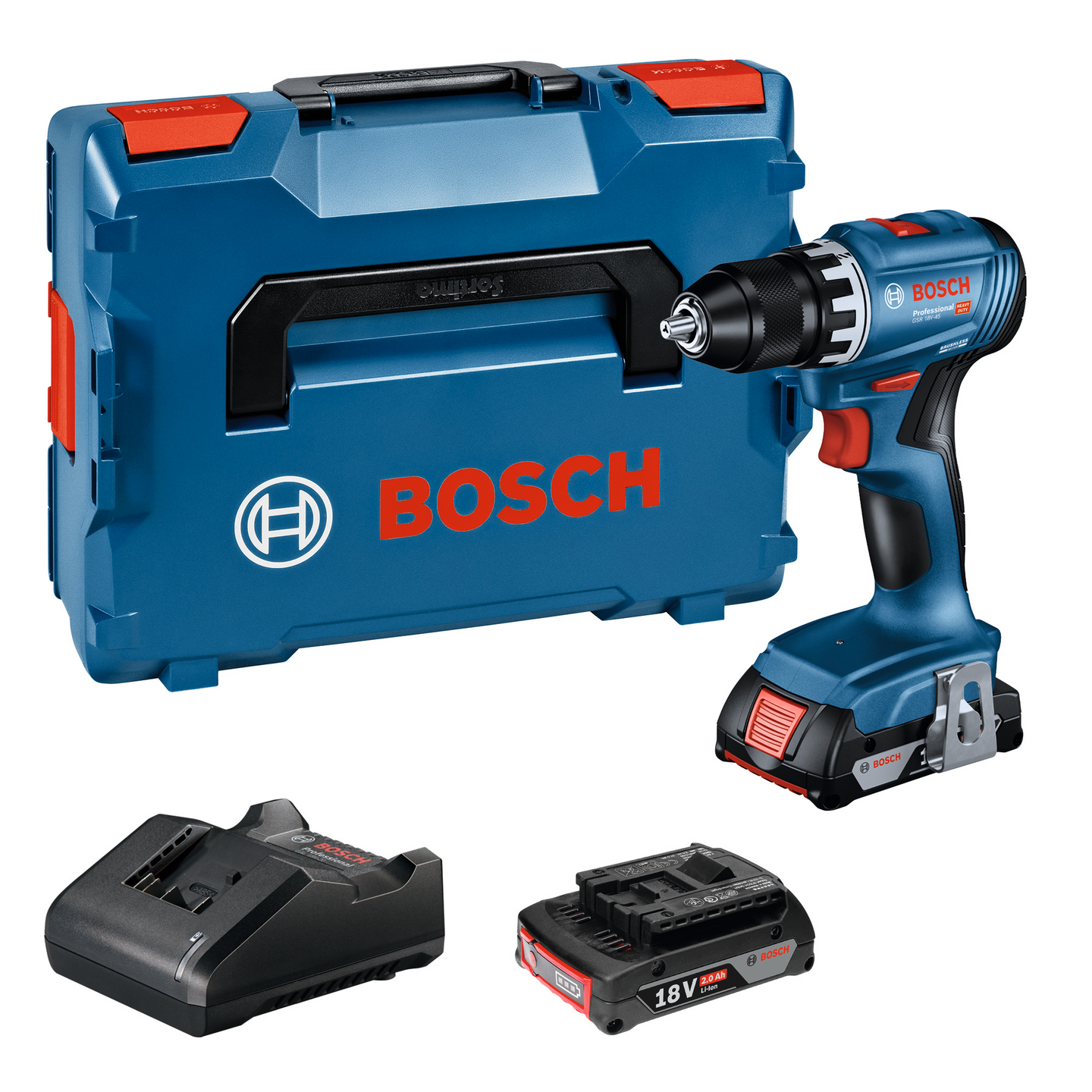 Akkuporakone Bosch GSR 18V-45 2x2,0Ah L-Boxx