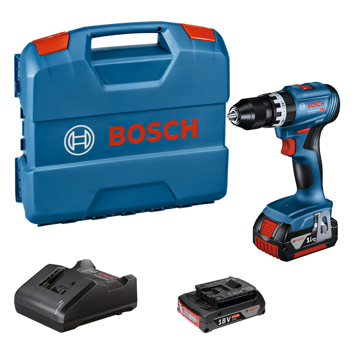 Akkuiskuporakone Bosch GSB 18V-45 1x2,0Ah 1x4,0Ah L-Case