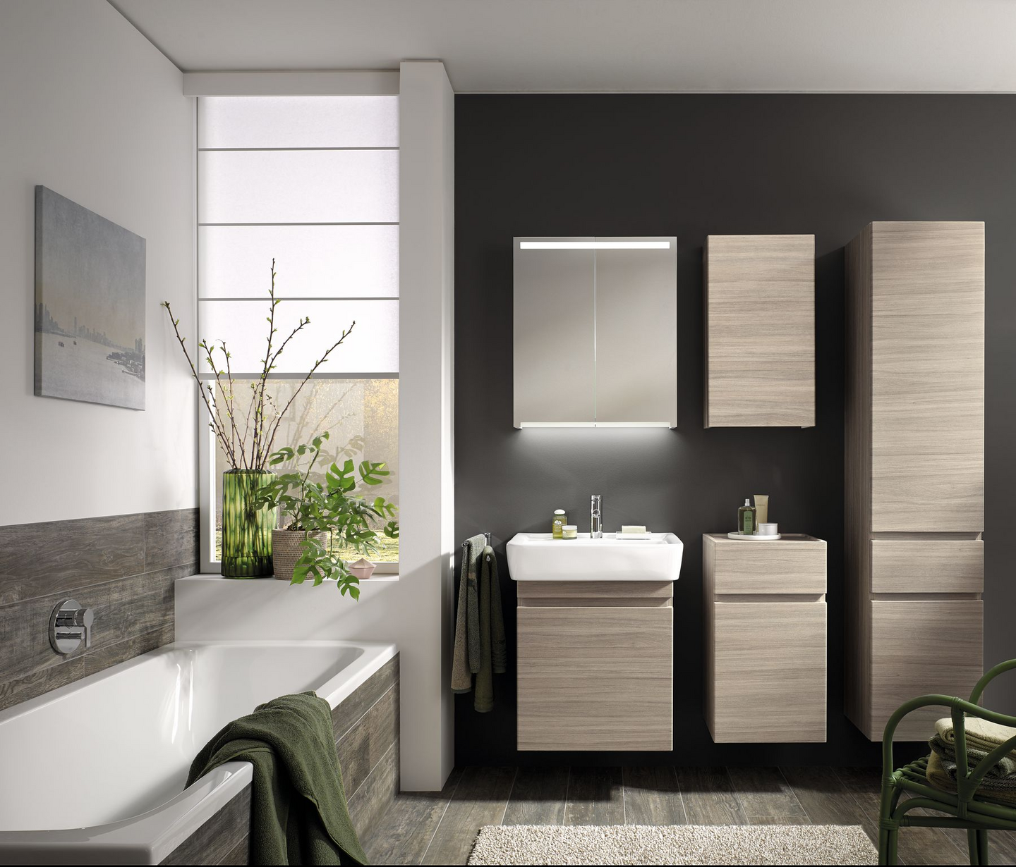 Sivukaappi Geberit Renova Plan L39 K70 S36cm vaalea hikkoripuu