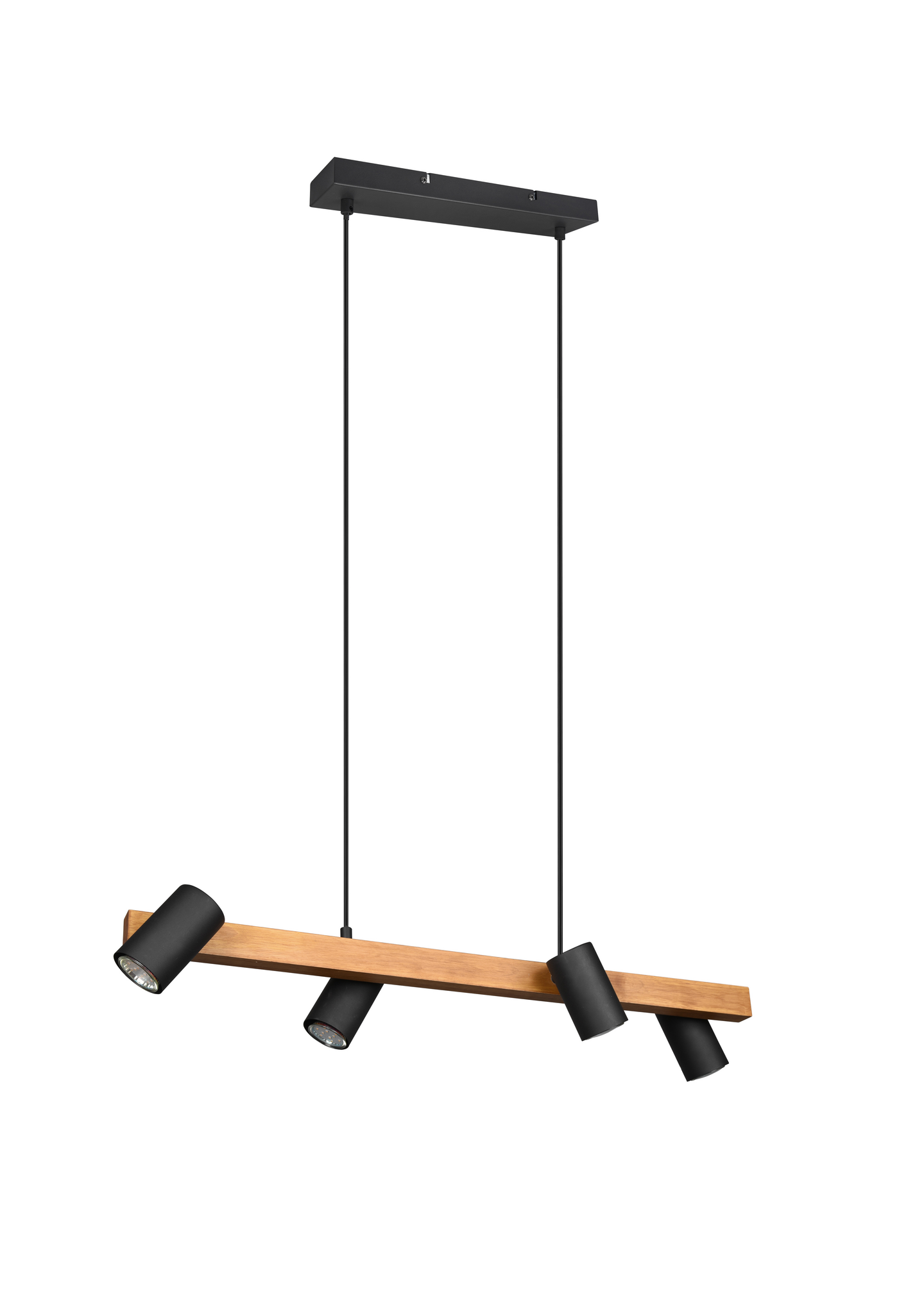 Riippuvalaisin TRIO Marley GU10 4-osainen 80cm mattamusta/puu