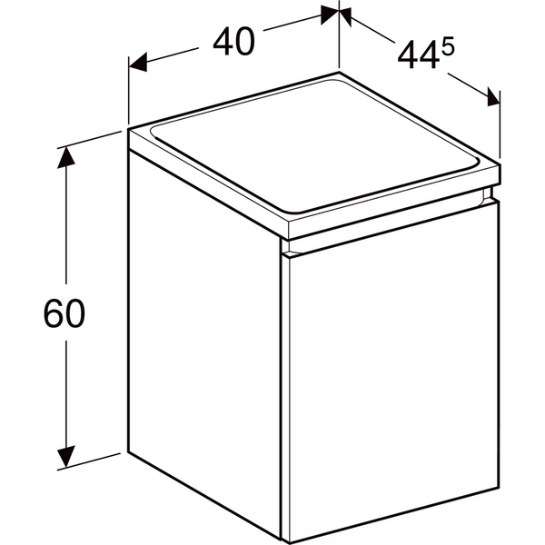 Sivukaappi Geberit Renova Plan L40 K55 S44,5cm hikkoripuu vaalea