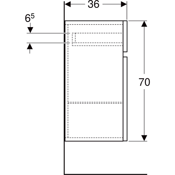 Sivukaappi Geberit Renova Plan L39 K70 S36cm vaalea hikkoripuu