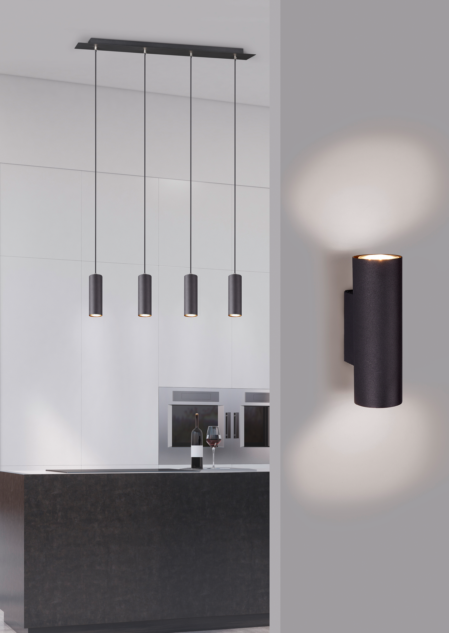 Seinävalaisin TRIO Marley 2xGU10 mattamusta