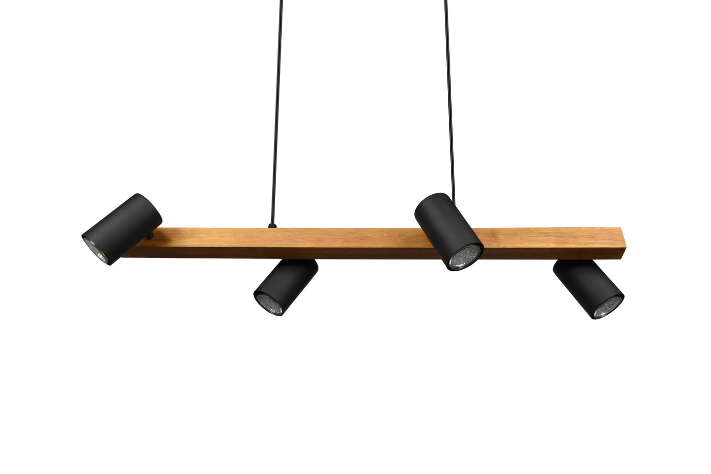 Riippuvalaisin TRIO Marley GU10 4-osainen 80cm mattamusta/puu