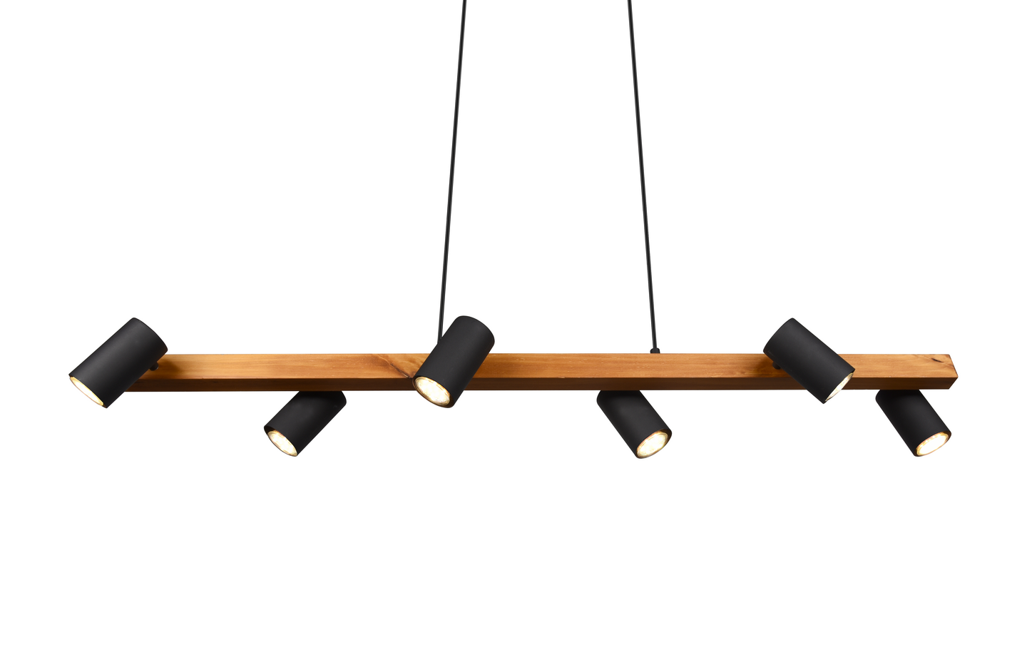 Riippuvalaisin TRIO Marley GU10 6-osainen 115cm mattamusta/puu