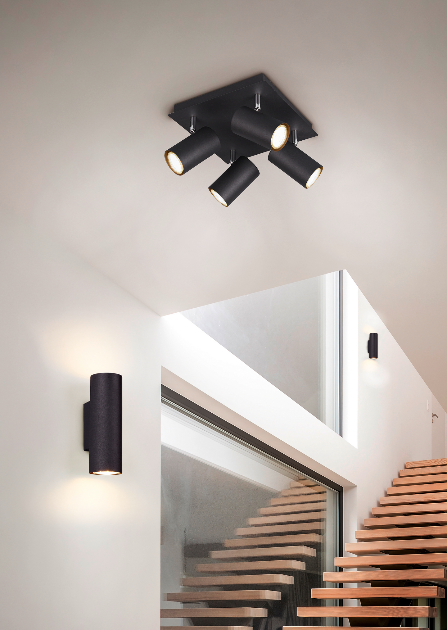 Spotti TRIO Marley GU10 4-osainen neliö mattamusta