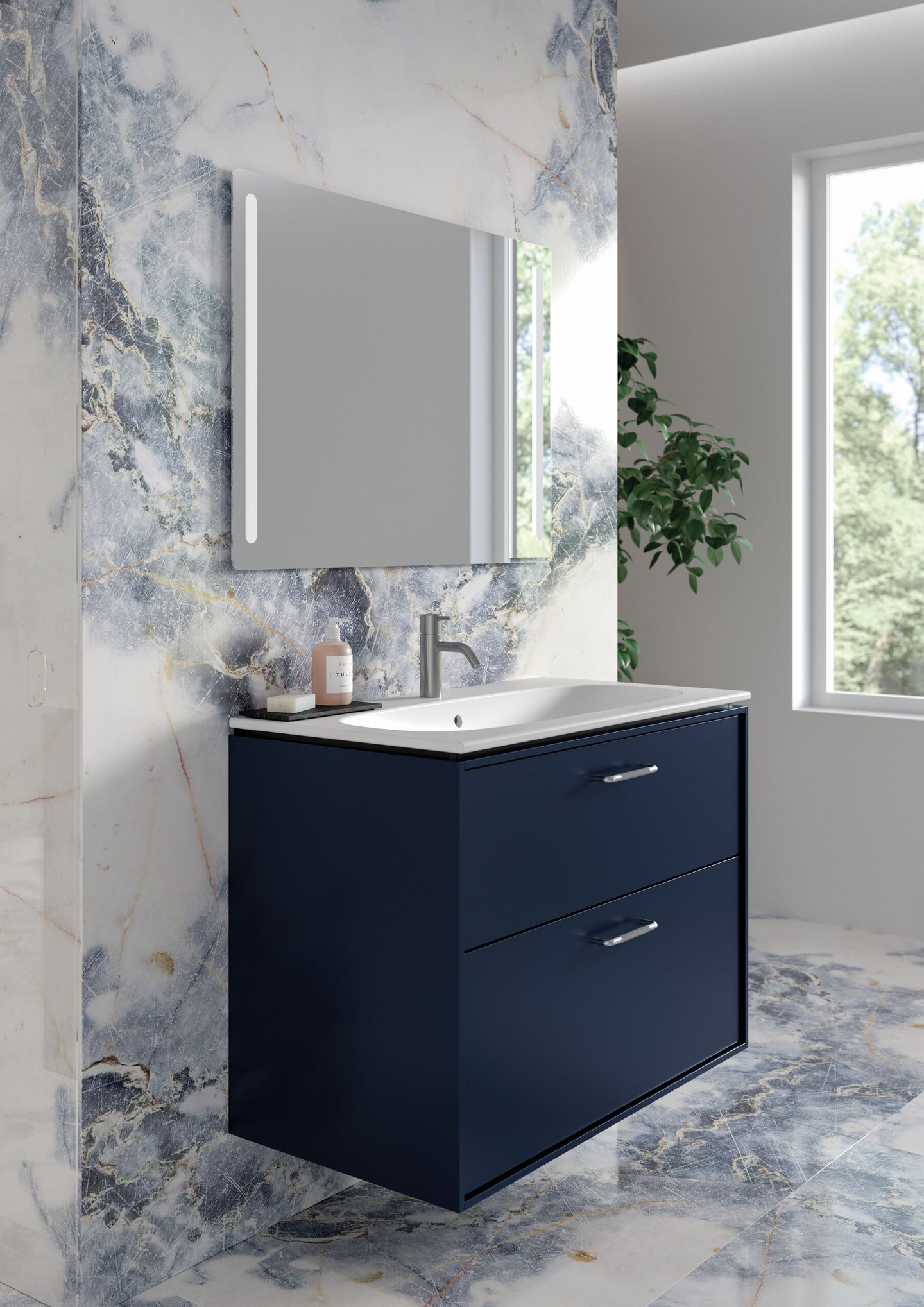 Allaskaappipaketti IDO Sense Art 90cm slim design laatikoilla yönsininen