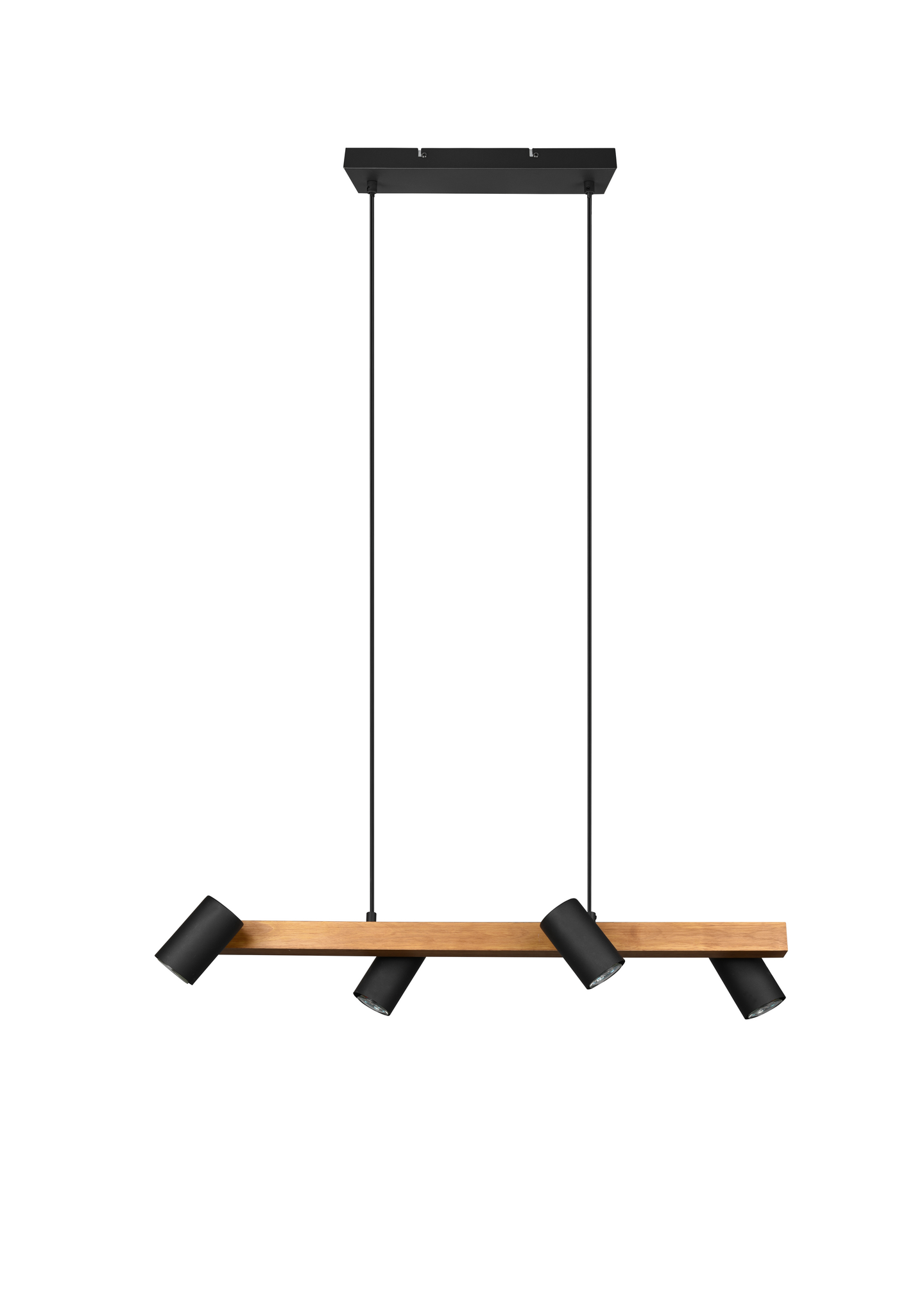 Riippuvalaisin TRIO Marley GU10 4-osainen 80cm mattamusta/puu