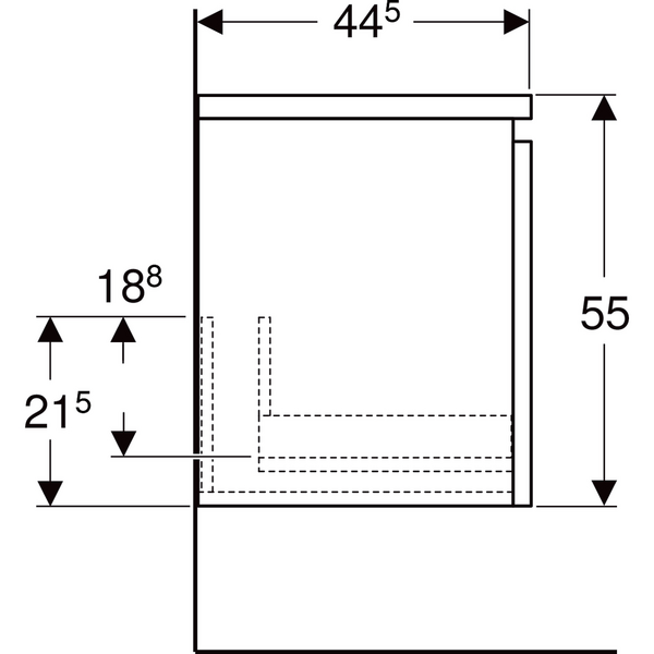 Sivukaappi Geberit Renova Plan L40 K55 S44,5cm hikkoripuu vaalea