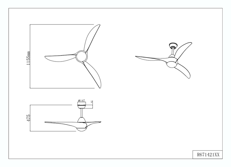 Tuuletinplafondi TRIO Alesund Led 2000Lm Mattavalkoinen