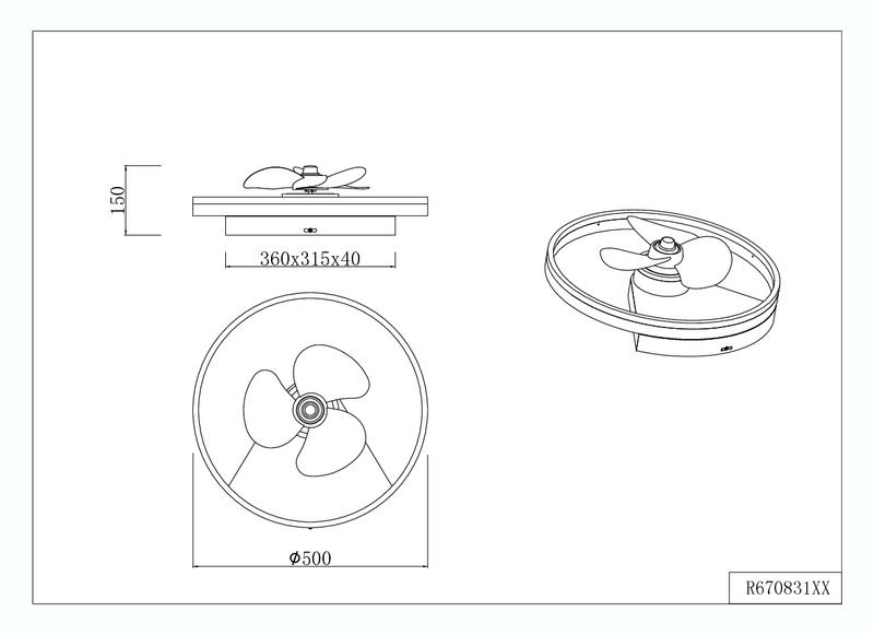 Tuuletinplafondi TRIO Borgholm led 3000lm mattavalkoinen