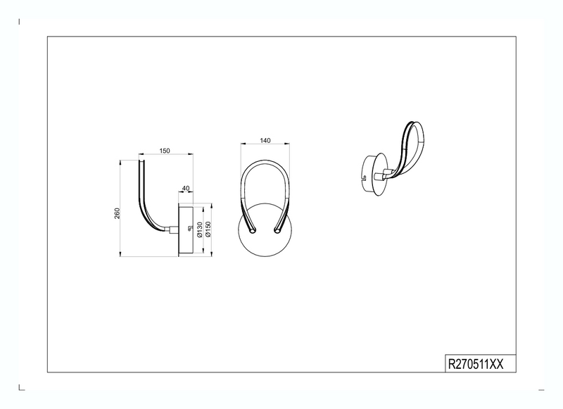Seinävalaisin TRIO Bologna led 1300lm 4000K mattavalkoinen