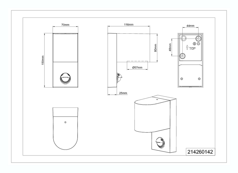 Ulkoseinävalaisin TRIO Roya GU10 pyöreä antrasiitti liiketunnistin