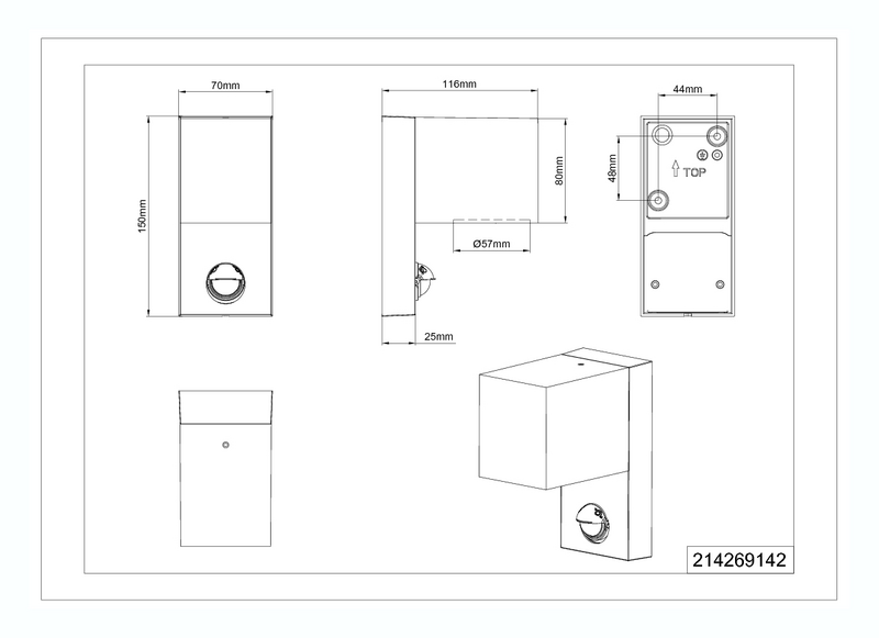 Ulkoseinävalaisin TRIO Roya GU10 neliö antrasiitti liiketunnistin