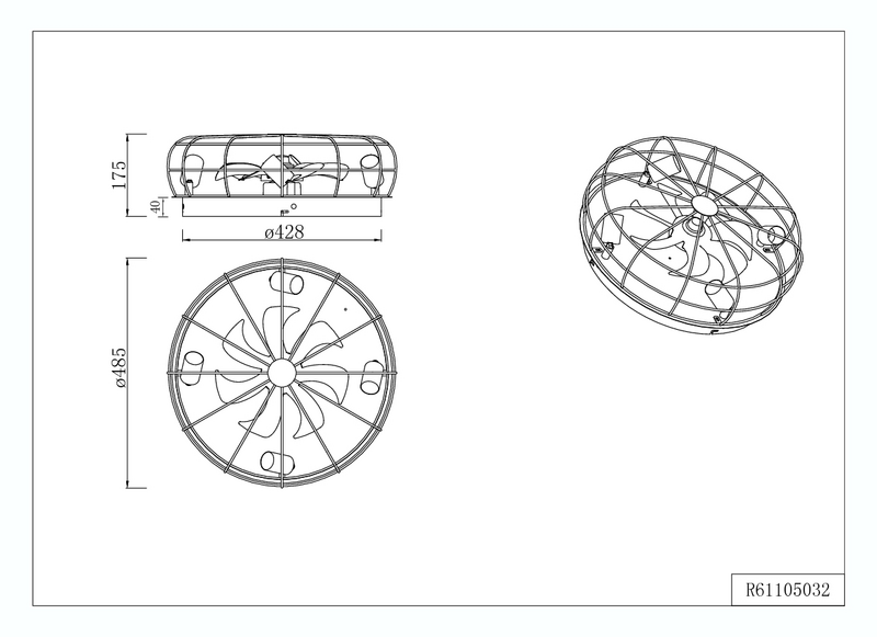 Tuuletinplafondi TRIO Trondheim 4xE27 Mattamusta/Puu