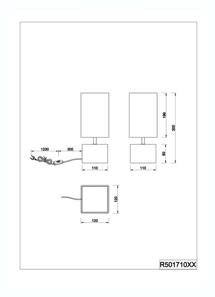 Pöytävalaisin TRIO Woody E14 30cm neliö musta/puu