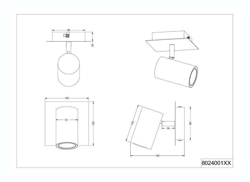 Spotti TRIO Marley GU10 1-osainen mattamusta