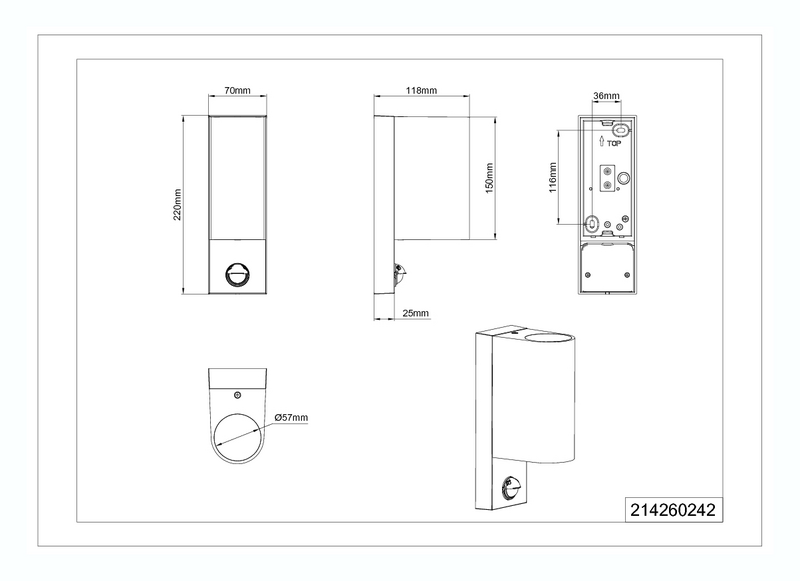 Ulkoseinävalaisin TRIO Roya 2xGU10 pyöreä antrasiitti liiketunnistin