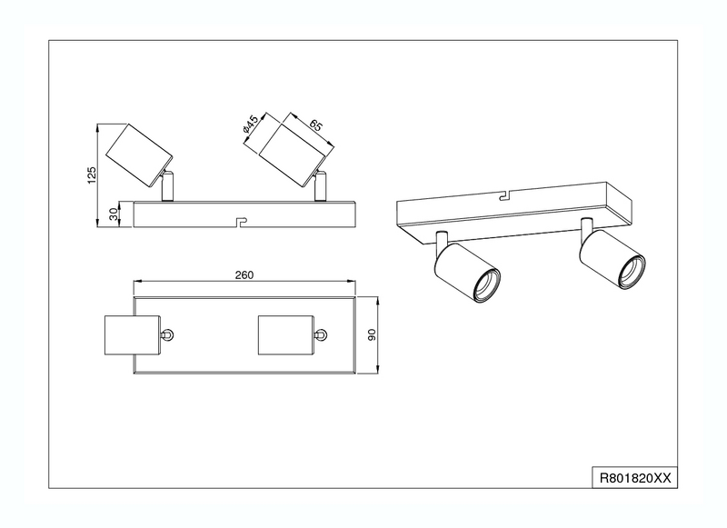 Spotti TRIO Vannes E27 2-osainen mattavalkoinen