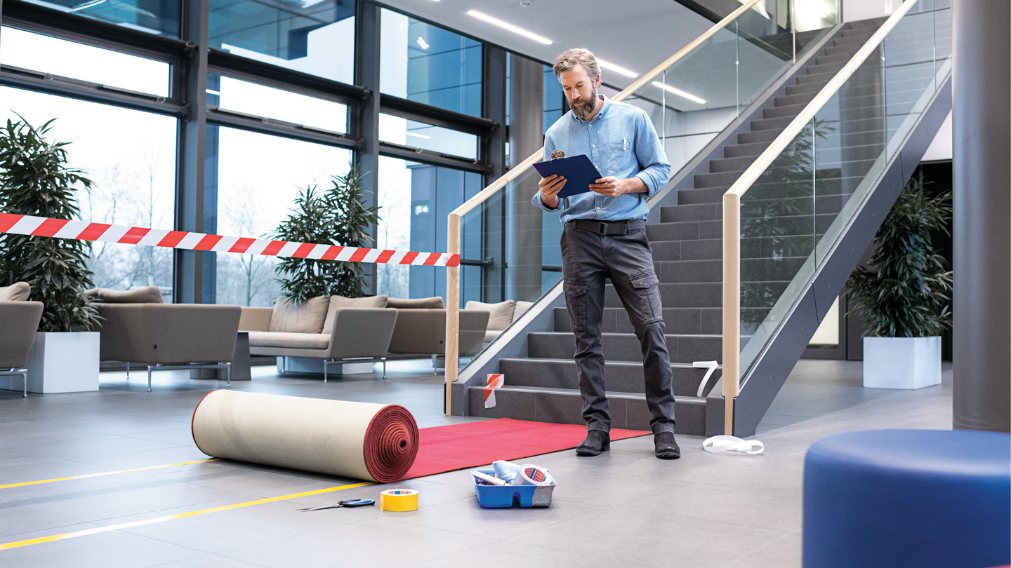 Varoitusteippi Tesa Signal Premium 50mmx66m punavalkoinen