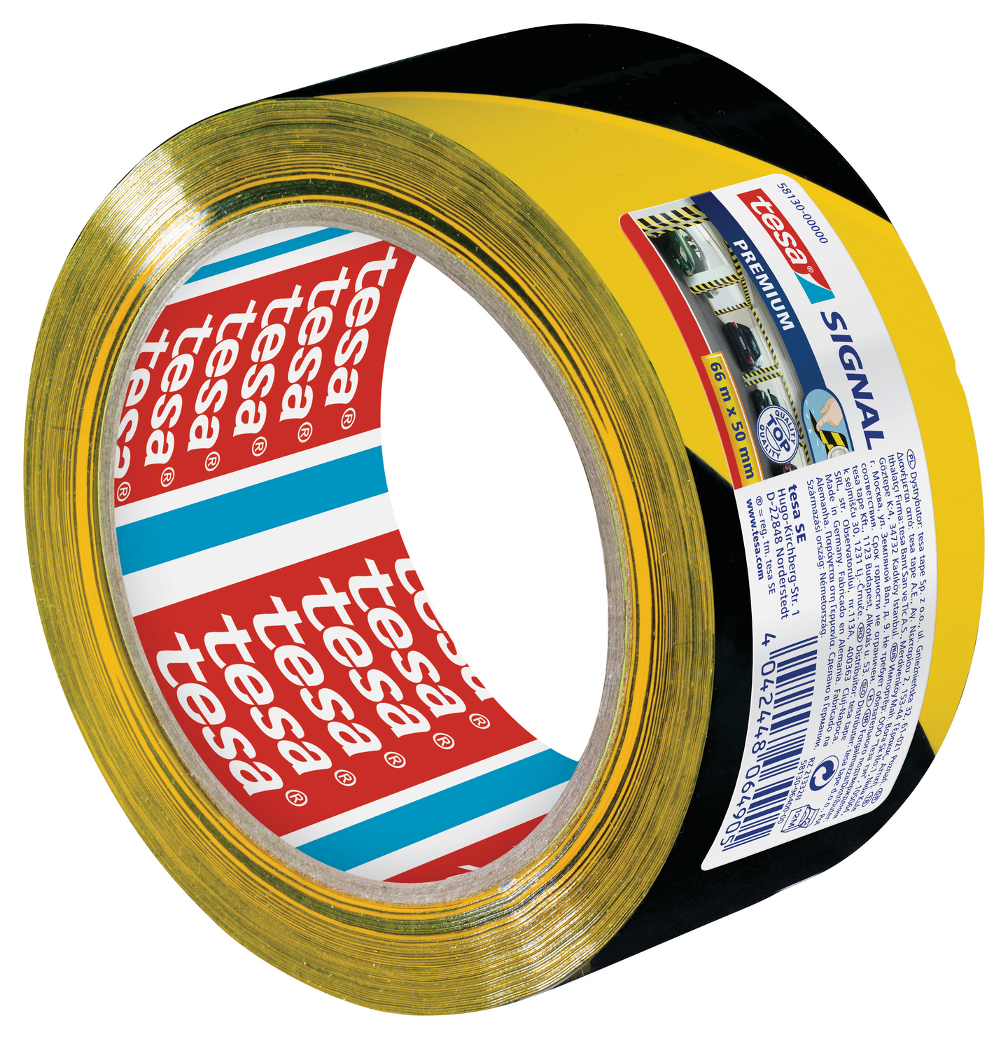 Varoitusteippi Tesa Signal Premium 50mmx66m punavalkoinen