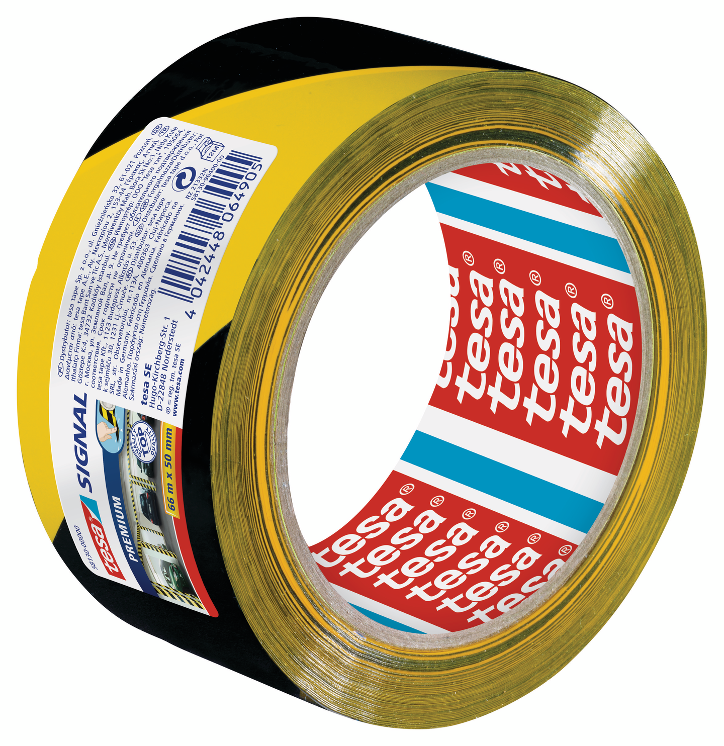 Varoitusteippi Tesa Signal Premium 50mmx66m punavalkoinen