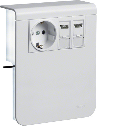 Listapistorasia Hager Tehalit SL20115 Pr+2xRJ45 Cat6 liikenteenvalkoinen