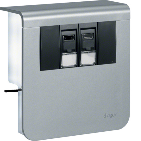 Listadatarasia Hager Tehalit SL20080 2xRJ45 Cat6 alumiini