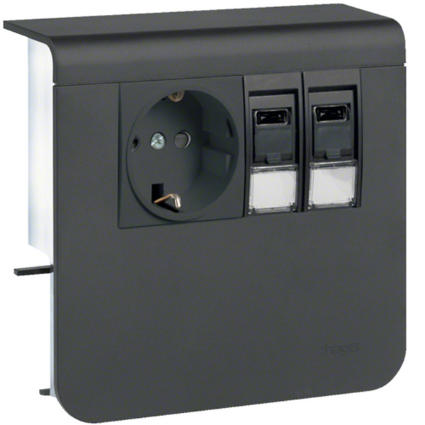 Listapistorasia Hager Tehalit SL20055 Pr+2xRJ45 Cat6 musta