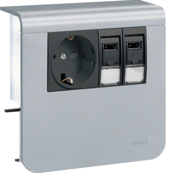 Listapistorasia Hager Tehalit SL20055 Pr+2xRJ45 Cat6 alumiini