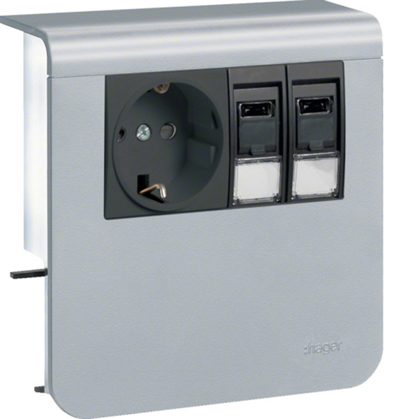 Listapistorasia Hager Tehalit SL20080 Pr+2xRJ45 Cat6 alumiini