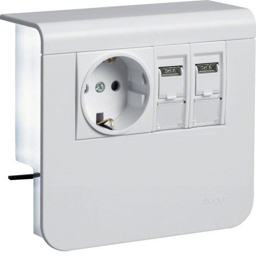 Listapistorasia Hager Tehalit SL20055 Pr+2xRJ45 Cat6 liikenteenvalkoinen