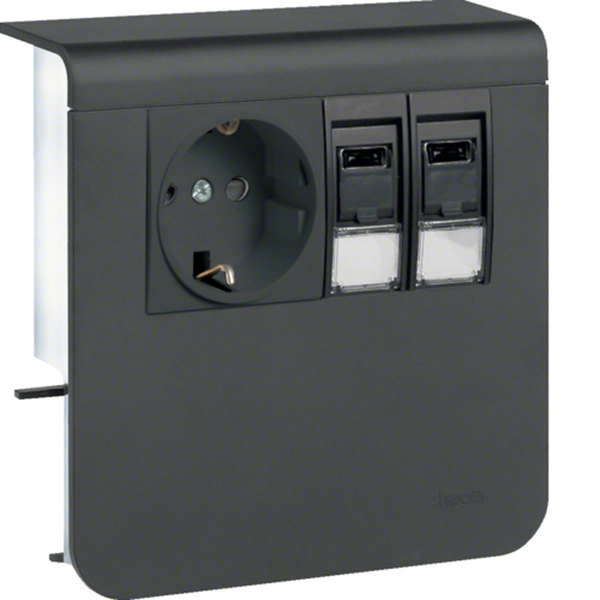 Listapistorasia Hager Tehalit SL20080 Pr+2xRJ45 Cat6 musta