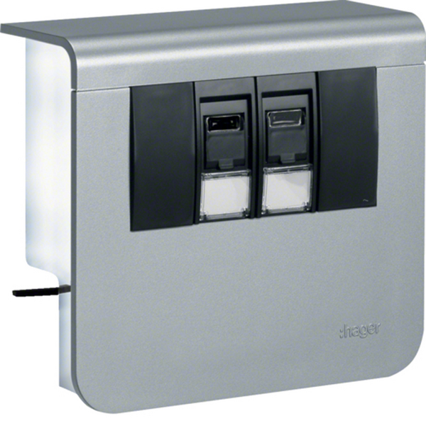 Listadatarasia Hager Tehalit SL20055 2xRJ45 Cat6 alumiini