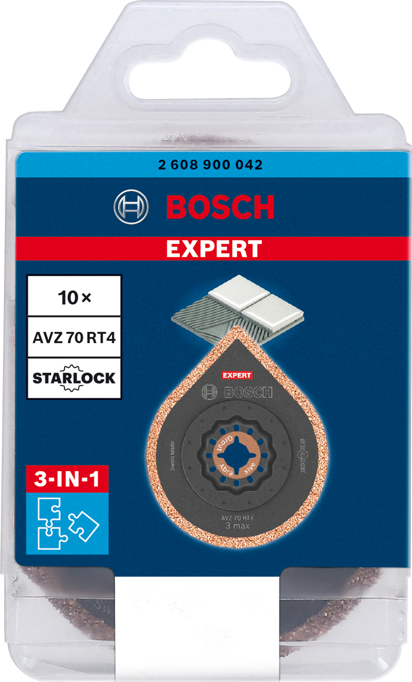Laastiterä monitoimityökalulle Bosch EXPERT 3 max AVZ 70 RT4, 70 mm, 10 kpl