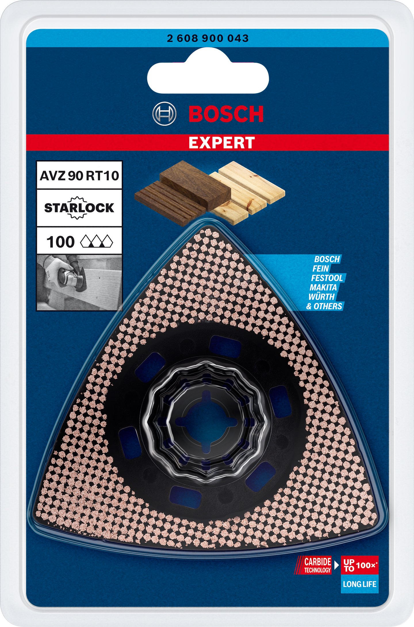 Terä monitoimityökalulle Bosch EXPERT Sanding Plate AVZ 90 RT10, 90 mm