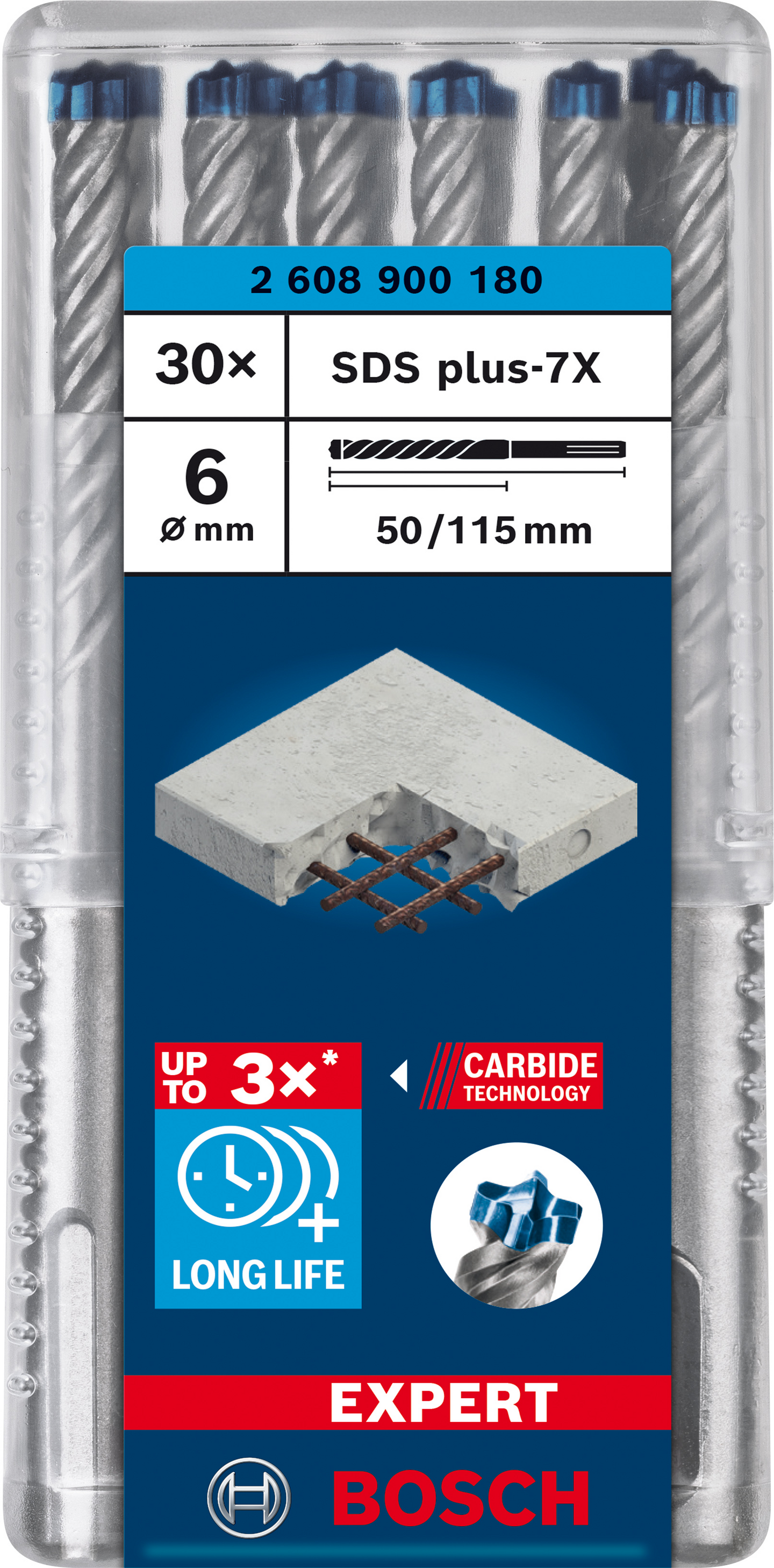 Poravasaranterä Bosch Expert SDS plus-7X 6x50x115mm 30kpl