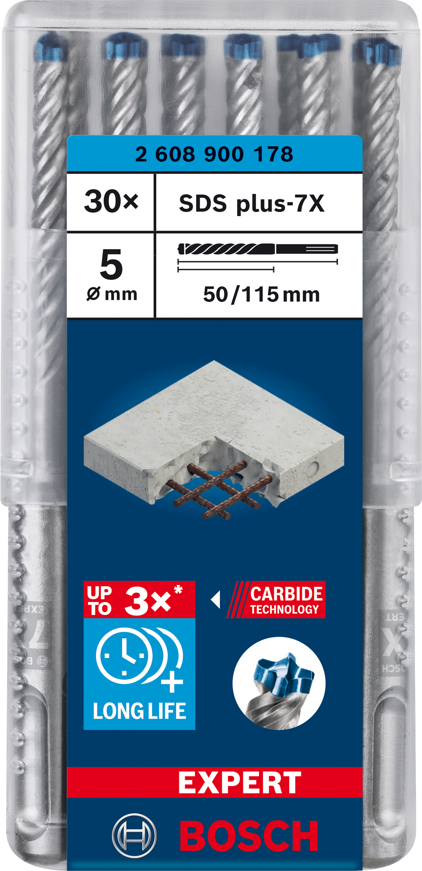 Poravasaranterä Bosch Expert SDS plus-7X 5x50x115mm 30kpl