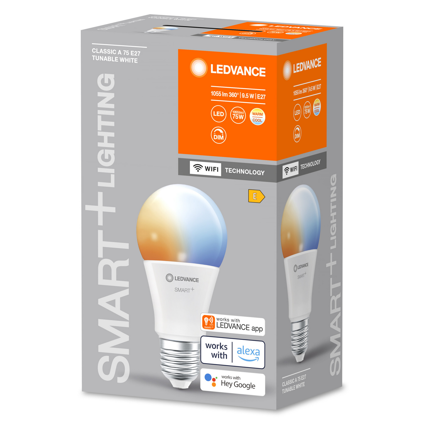 Led-vakiolamppu LEDVANCE SMART+ WiFi CLA 1055lm TW E27 muovirunko