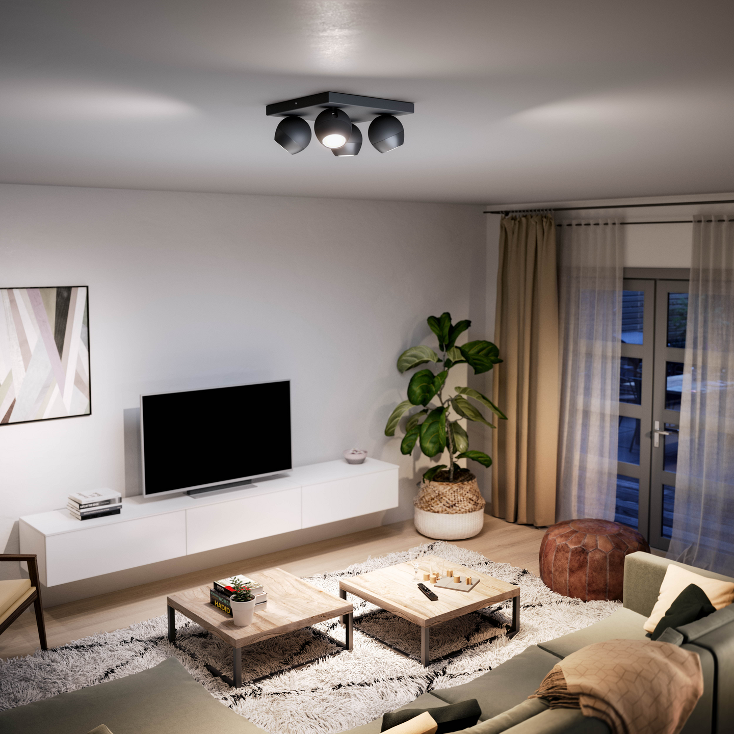 Kohdevalaisin Philips Hue Buckram musta 4x5W 230V