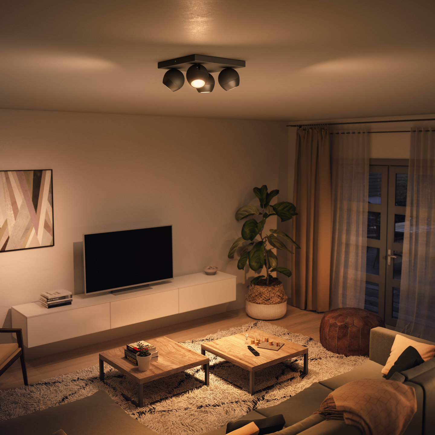 Kohdevalaisin Philips Hue Buckram musta 4x5W 230V