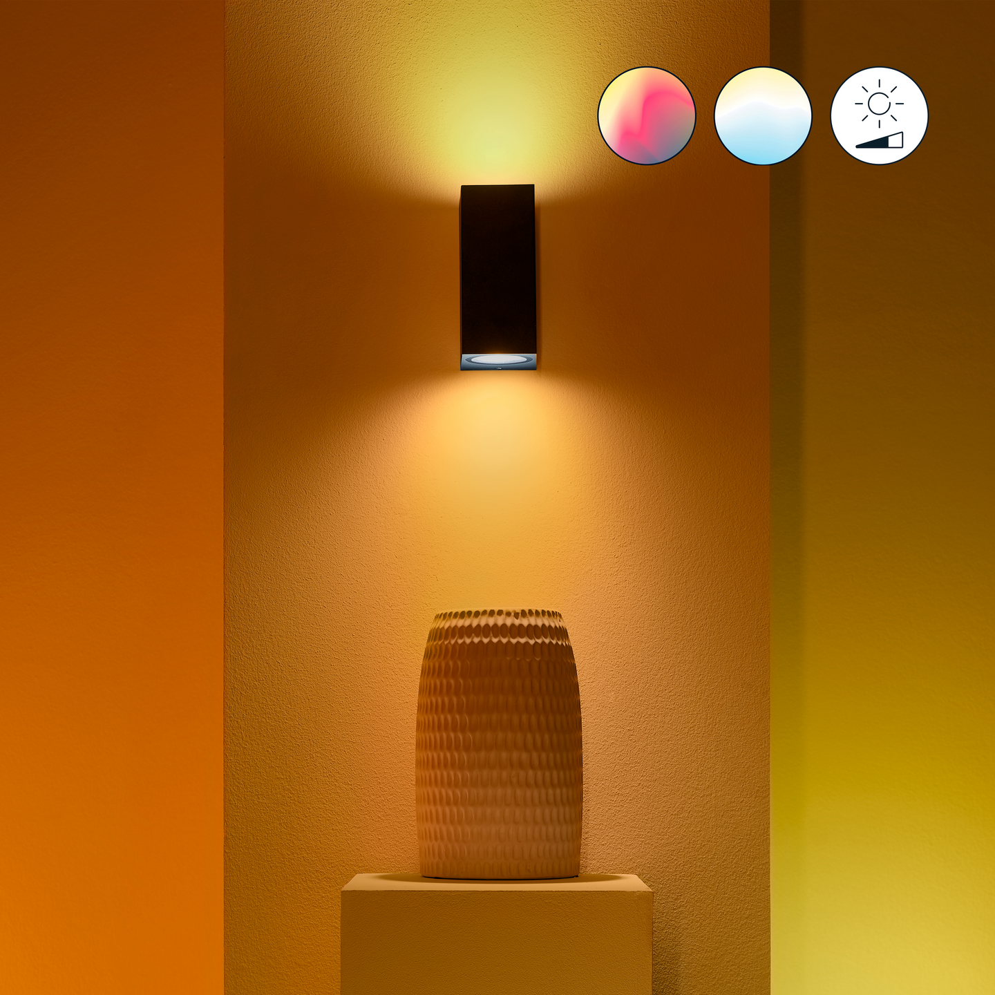 Seinävalaisin WiZ Up&Down musta 2x5W RGB