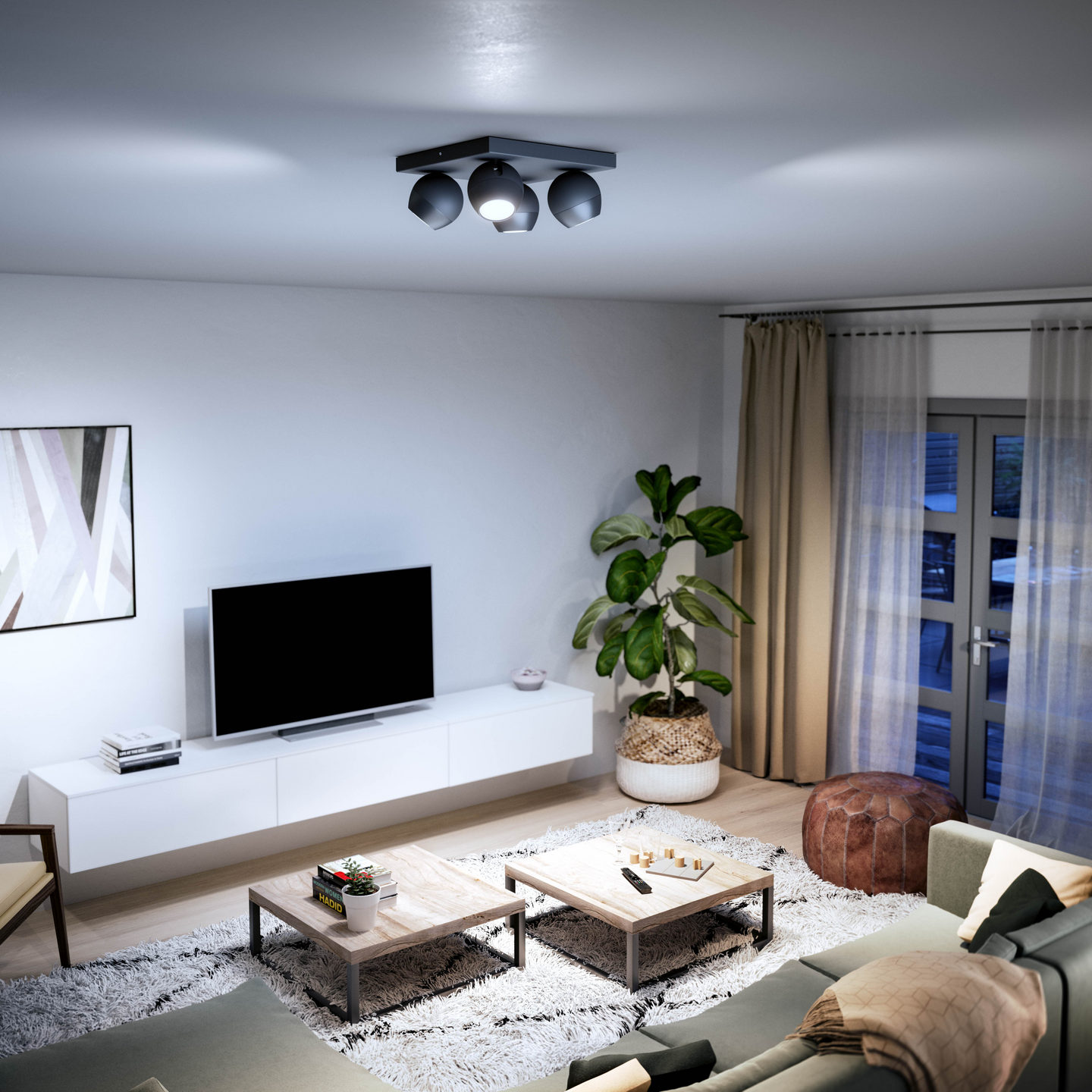 Kohdevalaisin Philips Hue Buckram musta 4x5W 230V