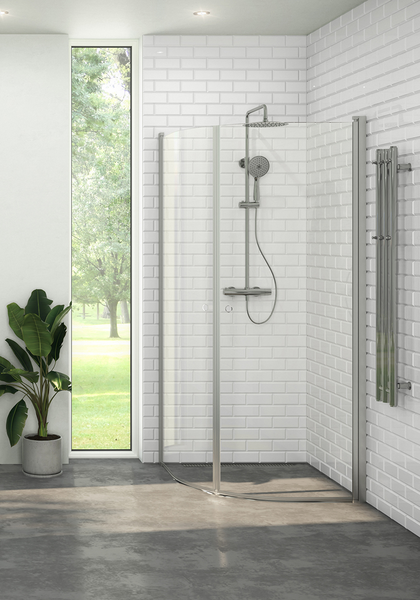 DUSCHHÖRN NORO PRISMA ROUND 80X90, KLARGLAS NATURELOXERAD